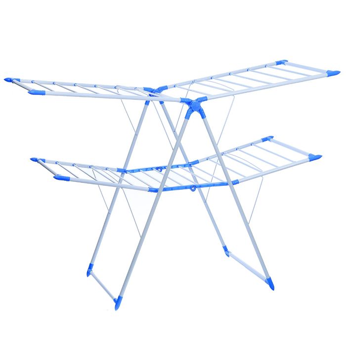 Сушилка для белья напольная 2х-уровневая,складная, окрашенная, 155х60х98 см, рабочая длина 15 м