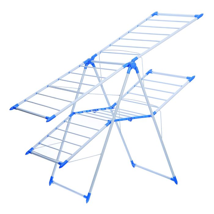 Сушилка для белья напольная 2х-уровневая,складная, окрашенная, 155х60х98 см, рабочая длина 15 м