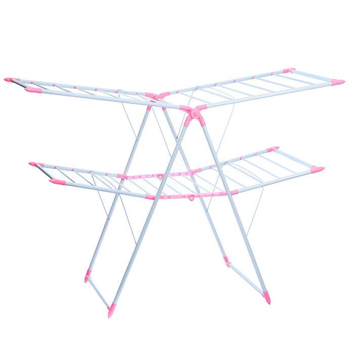 Сушилка для белья напольная 2х-уровневая,складная, окрашенная, 155х60х98 см, рабочая длина 15 м