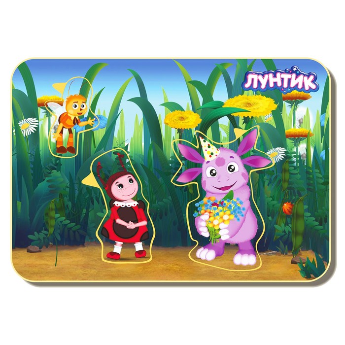 Рамка-вкладыш деревянная маленькая "Лунтик", Пчелёнок, Мила, Лунтик