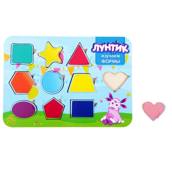 Доска развивающая, "Лунтик, изучаем формы"