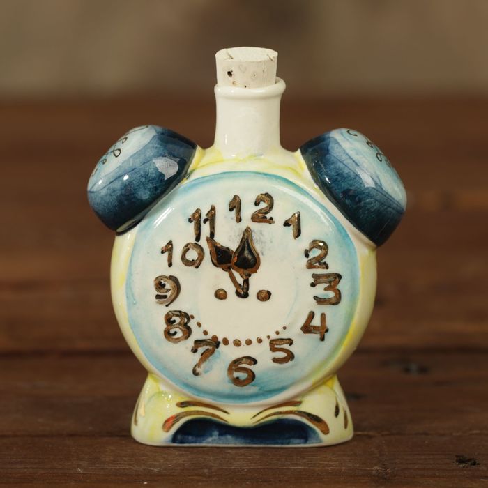 Мини-штоф фарфор "Часы будильник" 50 мл