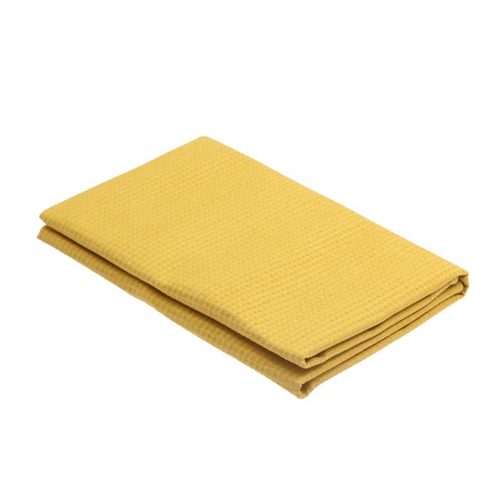 Полотенце вафельное гладкокрашенное, 70х140 см, цвет жёлтый