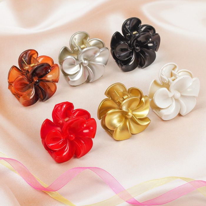 Краб для волос "Яркий глянец" 6 см лилия,микс