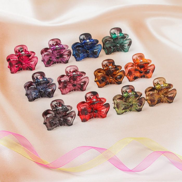 Краб для волос "Рельеф" 4 см бантик,микс