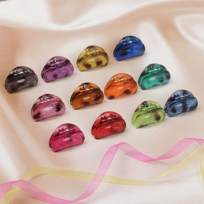 Краб для волос "Рельеф" 4 см месяц,микс