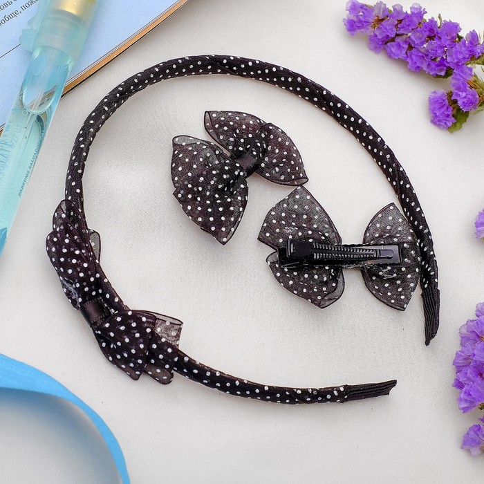 Набор для волос "Воздушный горох" (2 зажима,1 ободок) черный