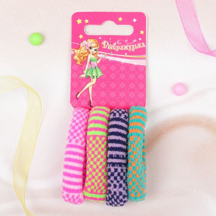 Резинки для волос "Махрушка нежная" (набор 4 шт.), точка