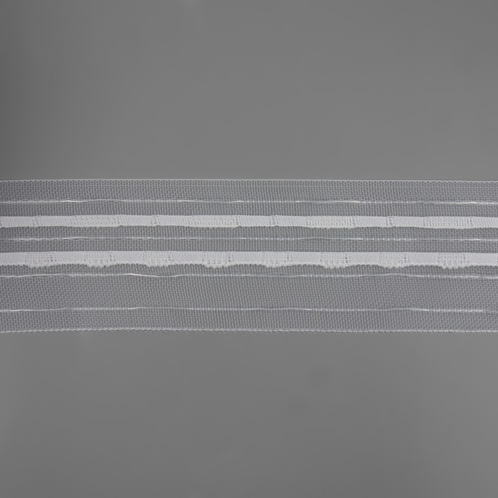 Шторная лента классическая, органза, 6 см, 50 ± 1 м, цвет белый