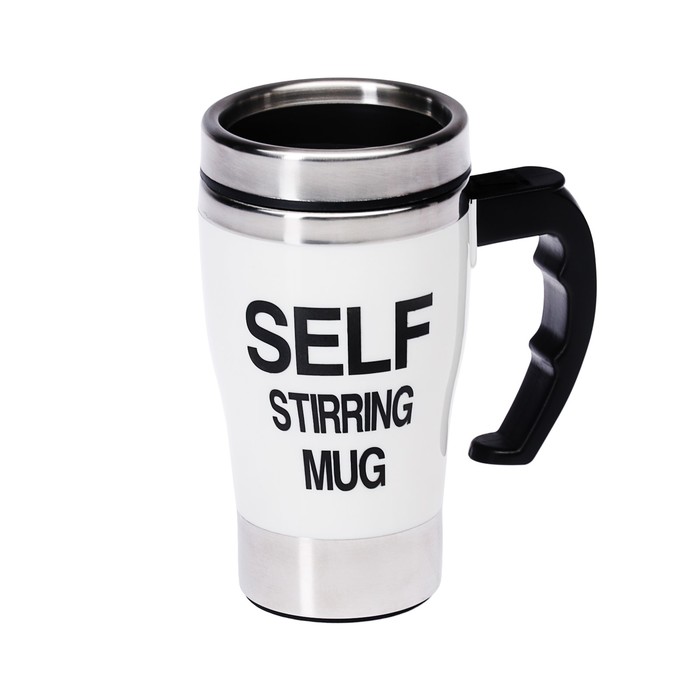 Саморазмешивающая термокружка LCS-01, 500 мл, 2*ААА, с крышкой, металл микс