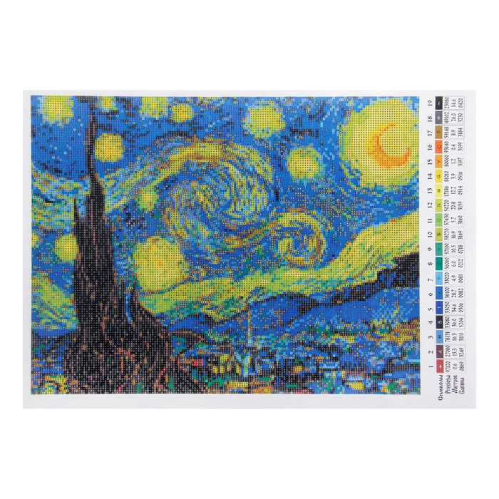 Ткань схема для бисера и креста "Ван Гог. Звёздная ночь", элит серия