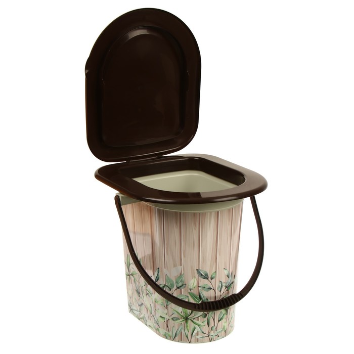 фото Ведро-туалет, h = 38 см, 17 л, съёмный стульчак, бежевое, крышка микс альтернатива