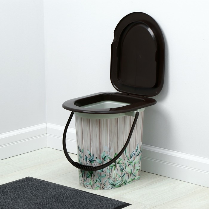 Ведро-туалет, h = 38 см, 17 л, съёмный стульчак, бежевое, крышка МИКС