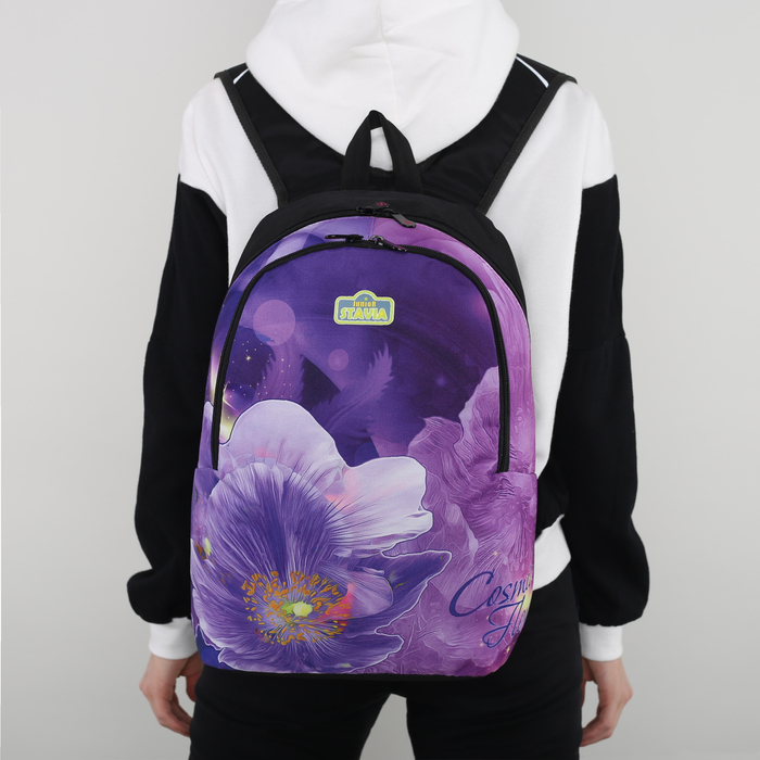 Рюкзак "Цветок", отдел на молнии, наружный карман, цвет сиреневый