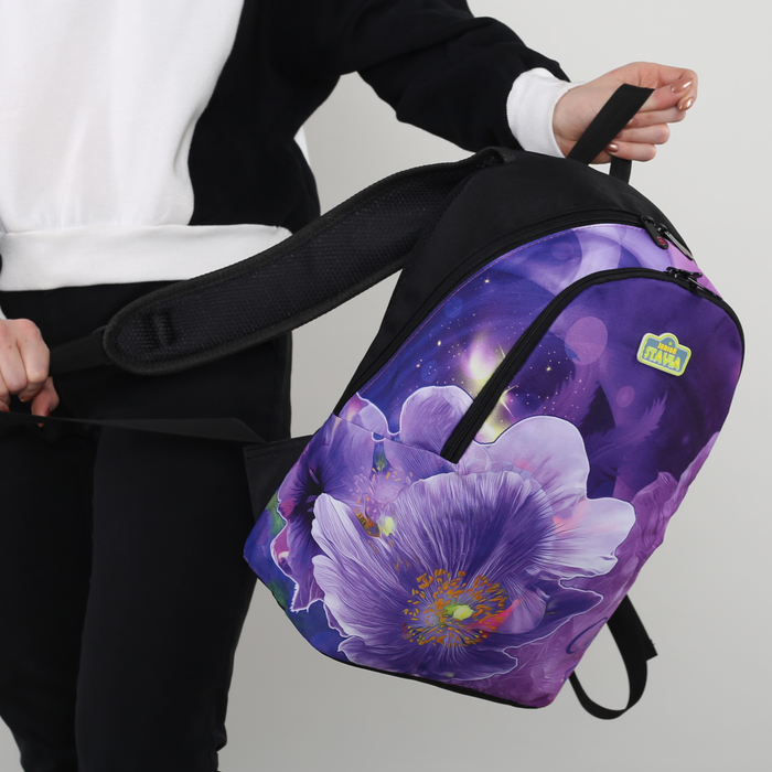 Рюкзак "Цветок", отдел на молнии, наружный карман, цвет сиреневый