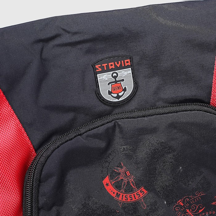 Сумка молодежная 6816"Морская"37*13*28, 1 отд на молнии, н/карман, черный/красный