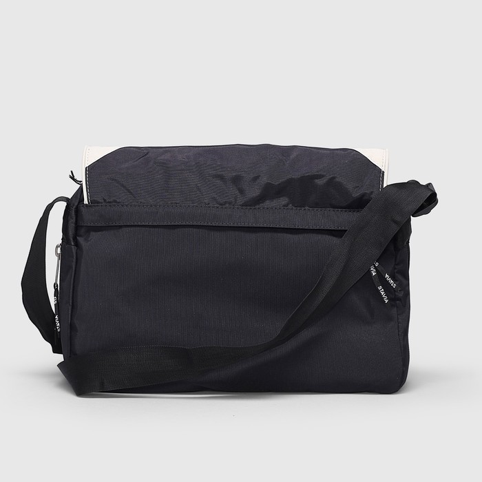 Сумка молодежная 6816"Морская"37*13*28, 1 отд на молнии, н/карман, черный/св.серый