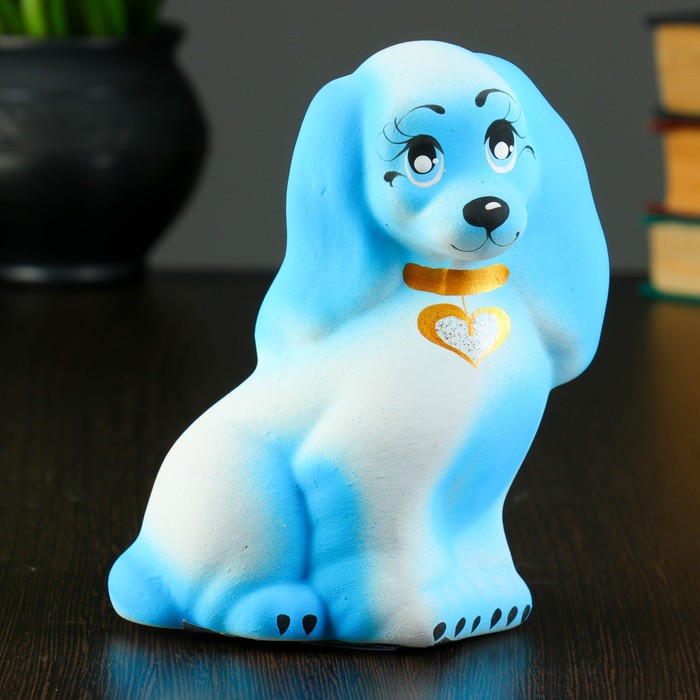 Копилка "Пудель" 15см, голубой