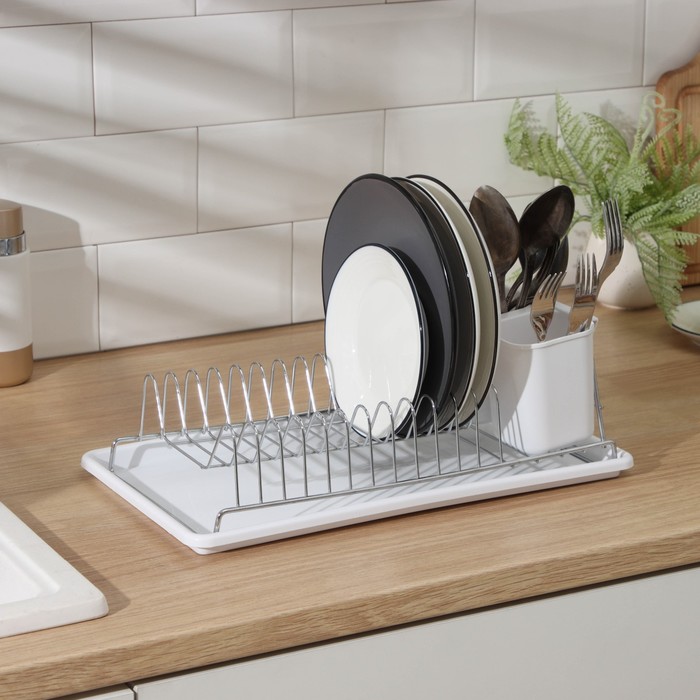 Сушилка для посуды с поддоном Доляна, 42×23×12 см, цвет МИКС