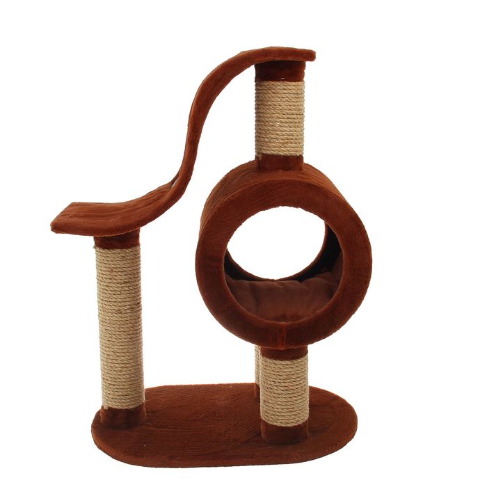 Игровой комплекс с домиком и горкой, 59 х 35 х 88 см, джут, ковролин, микс цветов