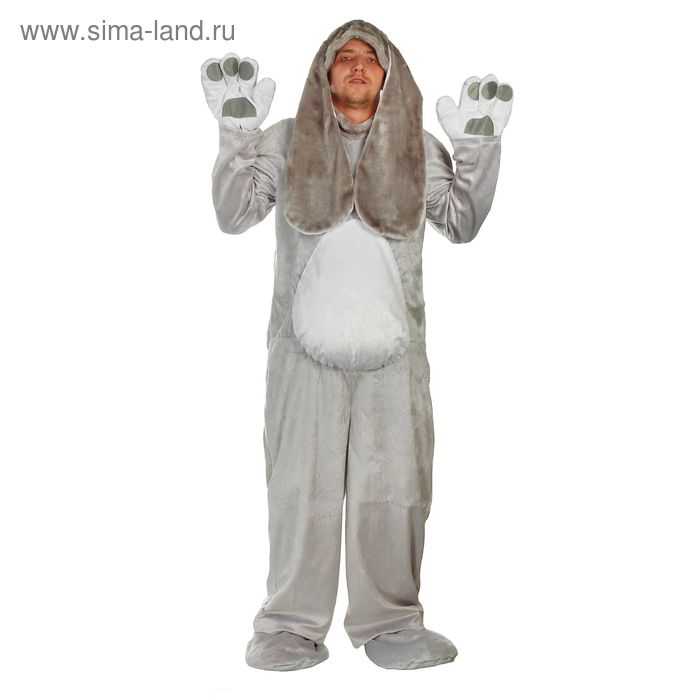 Карнавальный костюм «Заяц», взрослый, комбинезон, шапка, р. 50-52, рост 180 см
