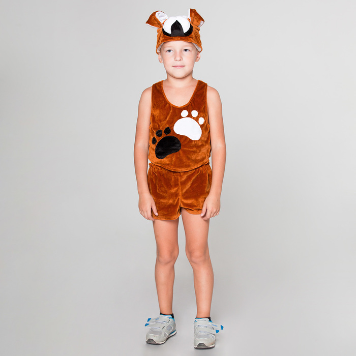 Карнавальный костюм "Пес Боксер", шапка, безрукавка, шорты с хвостом 3-5 лет рост 104-116