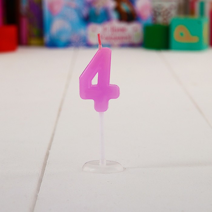 Свеча в торт цифра Дисней 4 "С Днем рождения", Холодное сердце