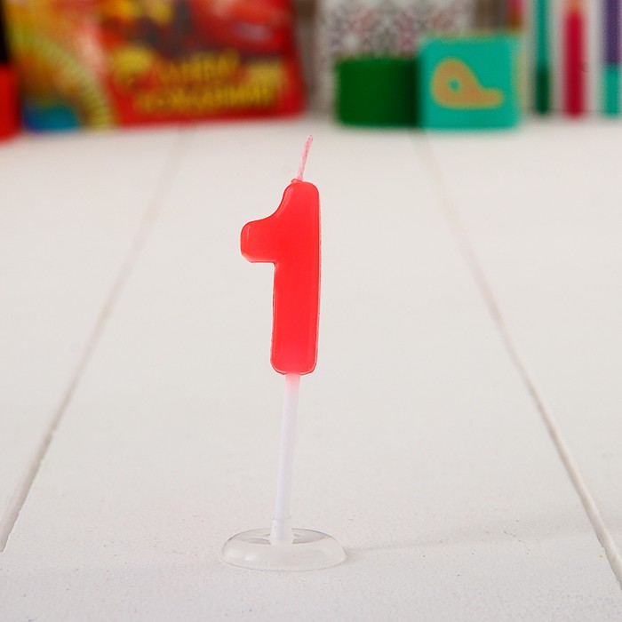 Свеча в торт цифра Дисней 1 "С Днем рождения", Тачки