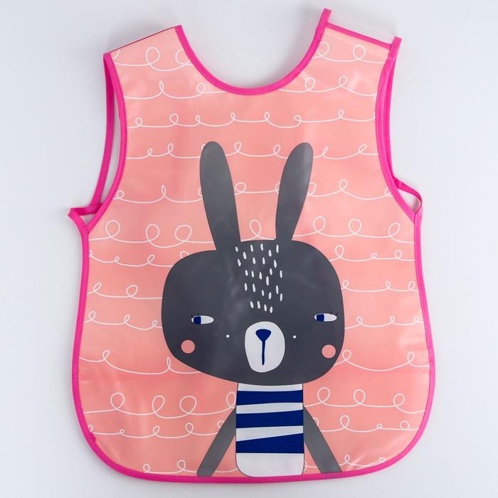 Нагрудник-фартук непромокаемый для девочки, с отворачивающимся карманом, на завязках, цвета МИКС