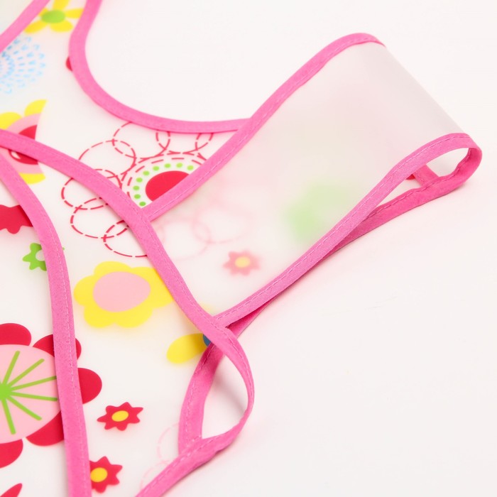 Нагрудник-фартук непромокаемый для девочки, с отворачивающимся карманом, на завязках, цвета МИКС