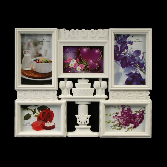 Фоторамка пластик на 5 фото 10х15 см, 11х7,5 см "Торжество" 37х30 см