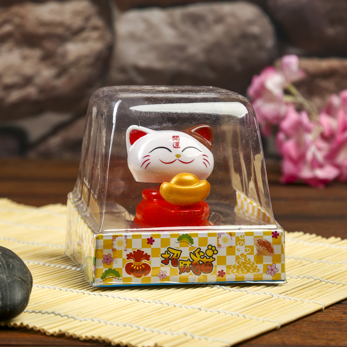 Маятник пластик от солнечной батареи "Кот манэки-нэко с горшочком монет" МИКС 7,5х5х5,5 см