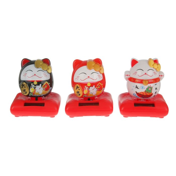 Маятник пластик от солнечной батареи "Кот манэки-нэко неваляшка" МИКС 9х7,5х7,5 см