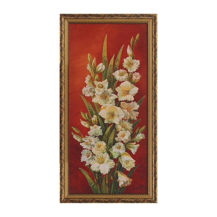 Картина "Белые цветы" рама микс