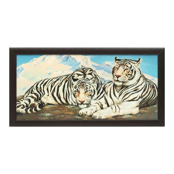 Картина "Белые тигры" рама микс
