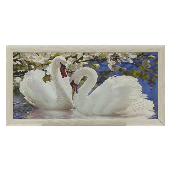 Картина "Белые лебеди" рама микс