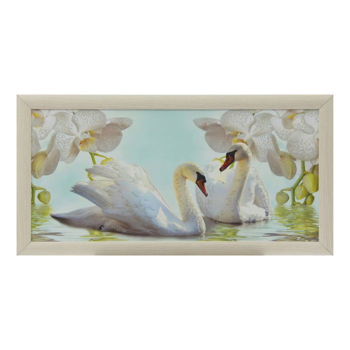 Картина "Лебеди в белом" рама микс