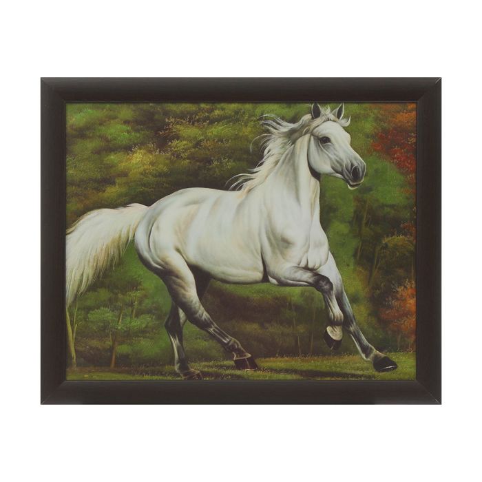 Картина "Белый конь" рама микс