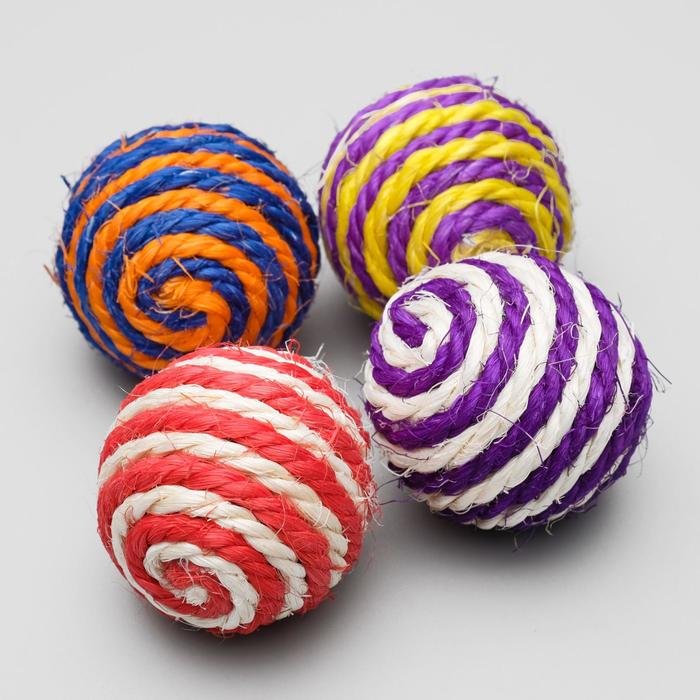 Шарик для кошек из сизали, 4,5 см, микс цветов