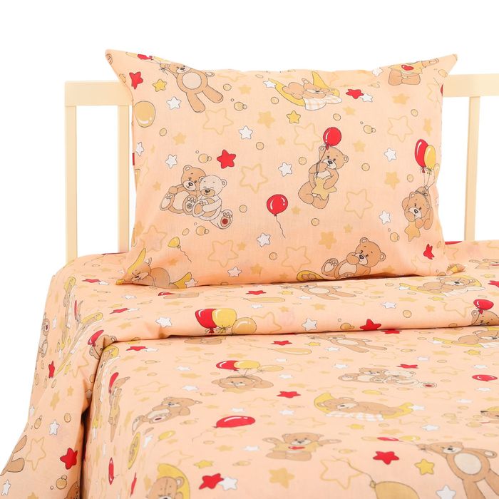 Постельное бельё "Экономь и Я" 1,5 сп. Бежевые Мишки 145х210 ± 5 см, 150х210 ± 5 см, 50х70 ± 5 см, бязь 120 гр/м²