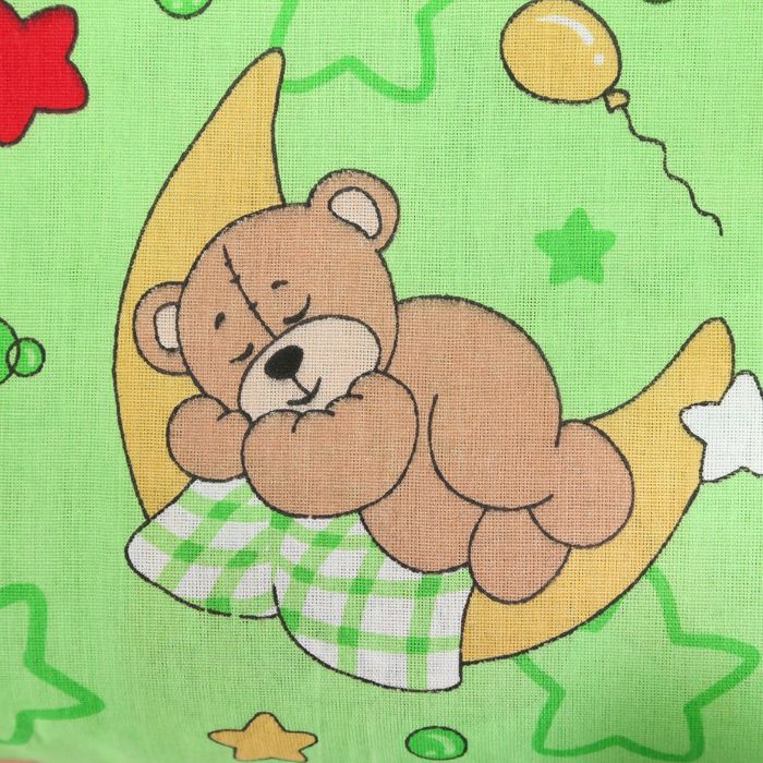 Постельное бельё "Экономь и Я" 1,5 сп. Зелёные Мишки 145х210 ± 5 см, 150х210 ± 5 см, 50х70 ± 5 см, бязь 120 гр/м²