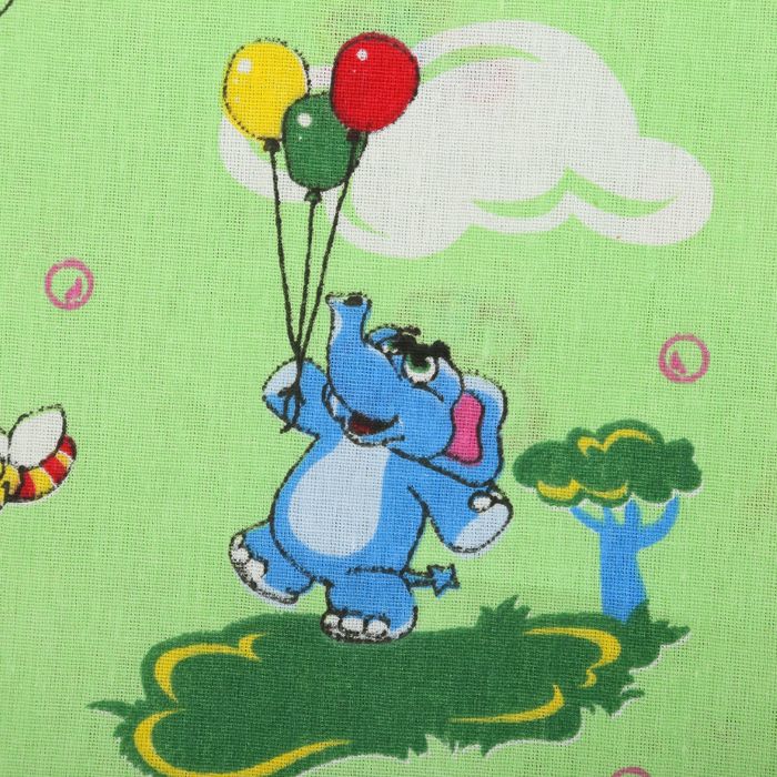 Постельное бельё "Экономь и Я" 1,5 сп. Зелёные Слоники 145х210 ± 5 см, 150х210 ± 5 см, 50х70 ± 5 см, бязь 120 гр/м²