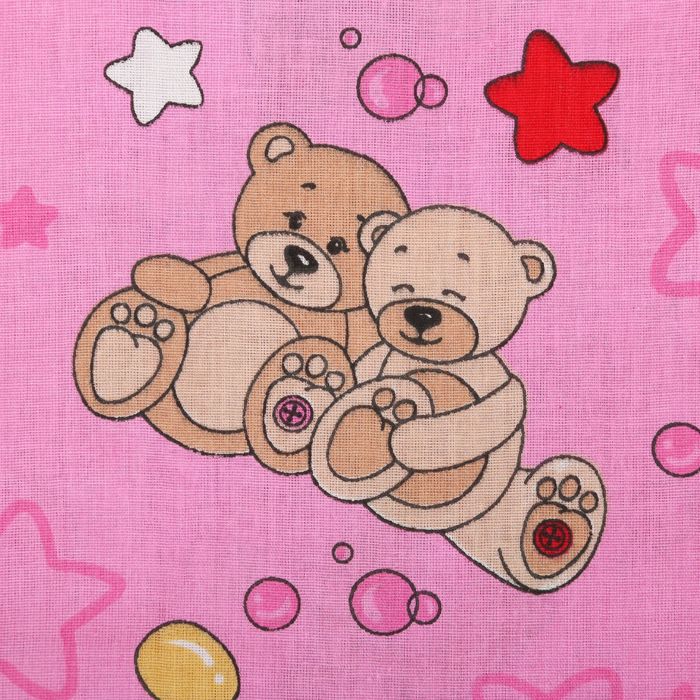Постельное бельё "Экономь и Я" 1,5 сп. Розовые Мишки 145х210 ± 5 см, 150х210 ± 5 см, 50х70 ± 5 см, бязь 120 гр/м²