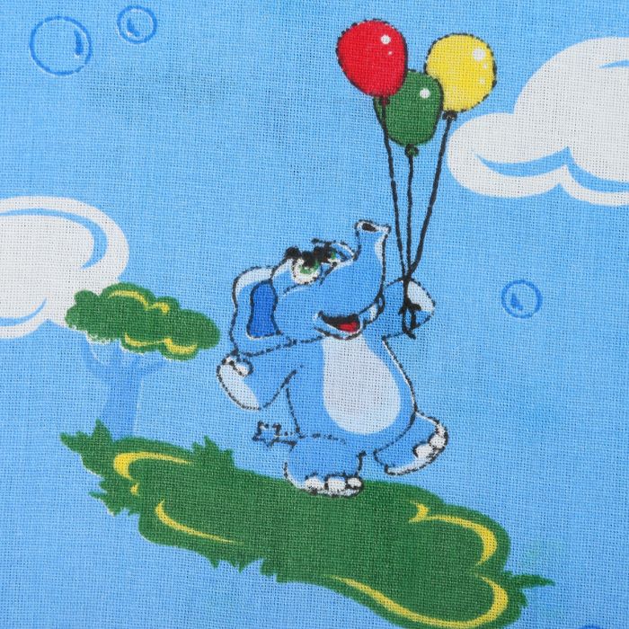 Постельное бельё "Экономь и Я" 1,5 сп. Синие Слоники 145х210 ± 5 см, 150х210 ± 5 см, 50х70 ± 5 см, бязь 120 гр/м²