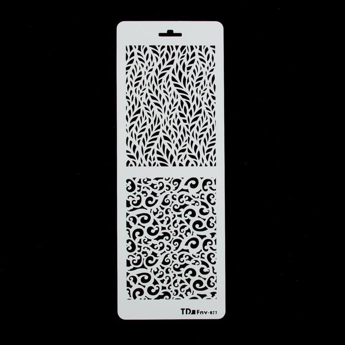Трафарет фоновый "Листья и завитки" пластик, 11,5х32 см (ФНВ-27)