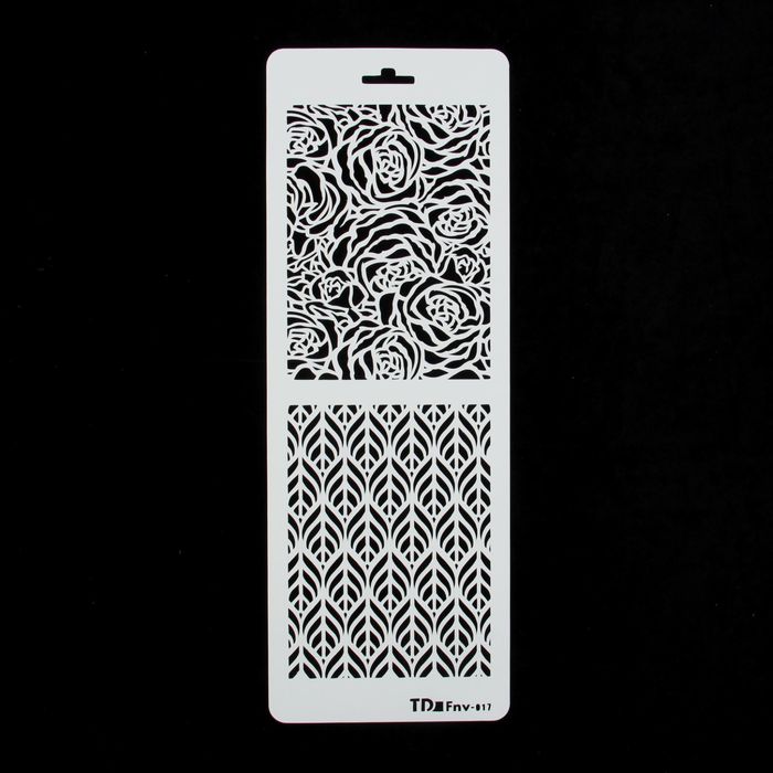 Трафарет фоновый "Розы и павлиний хвост" пластик, 11,5х32 см (ФНВ-17)