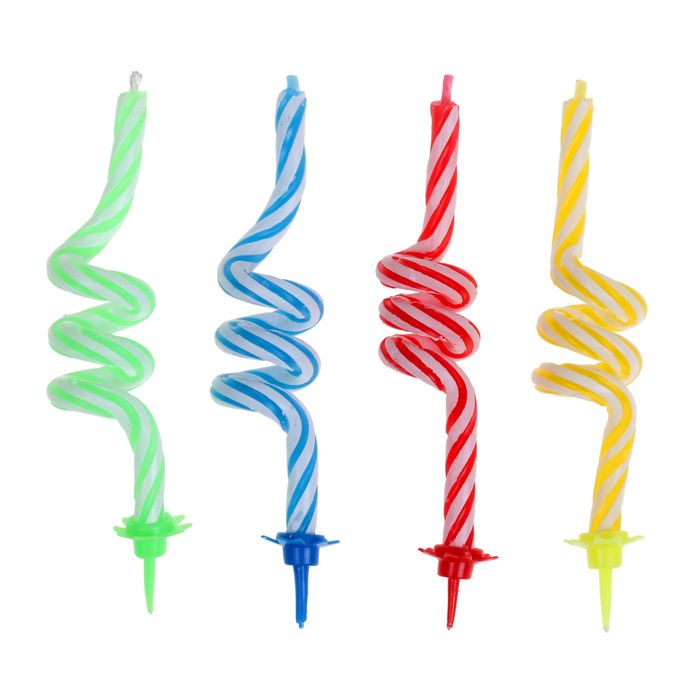 Свеча в торт Дисней," С днем рождения", Принцессы, полоска, 4 шт