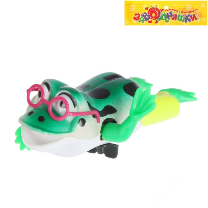 Игрушка заводная водоплавающая "Лягушка в очках", цвета МИКС