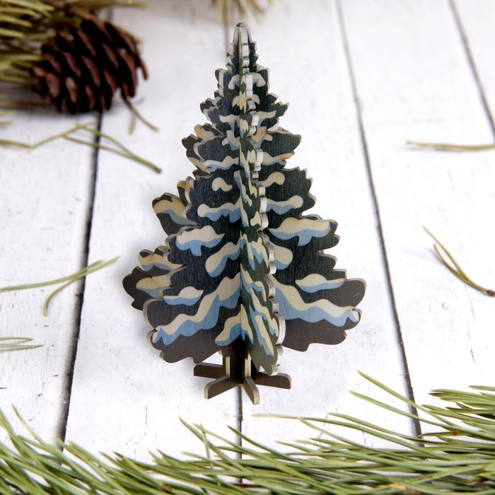 Сувенир новогодний "Ель тройная", с цветным нанесением