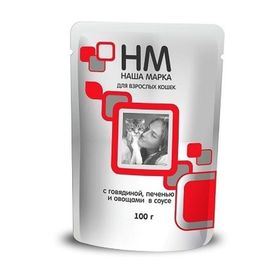 

Влажный корм «Наша Марка» для кошек, говядина, печень и овощи в соусе, 100 г